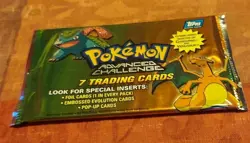 Topps Pokemon Advanced Challenge Single Pack- 7 Trading Cards FACTORY SEALED! - Image 1