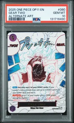 One Piece Gear Two Alt Art OP11-080 a Fist of Divine Speed English PSA 10 - Image 1