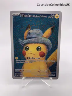 Pikachu with Grey Felt Hat 'CUSTOM MADE' Van Gogh Pokemon Promo Card - Image 1