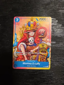 Monkey D Luffy P-043 2nd Anniversary Stamped Promo One Piece Card English LP - Image 1