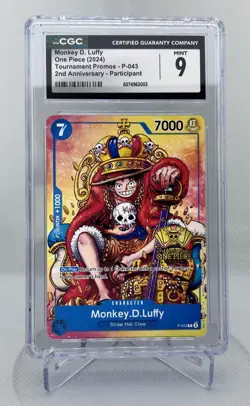 Monkey D Luffy 2nd Anniversary Stamped Promo P-043 One Piece TCG CGC 9 Mint - Image 1