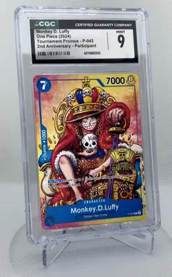 Monkey D Luffy 2nd Anniversary Stamped Promo P-043 One Piece TCG CGC 9 Mint - Image 2