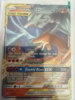 Pokemon TCG Reshiram Charizard GX Holo Card 20/214 Tag Team Unbroken Bonds - Image 1