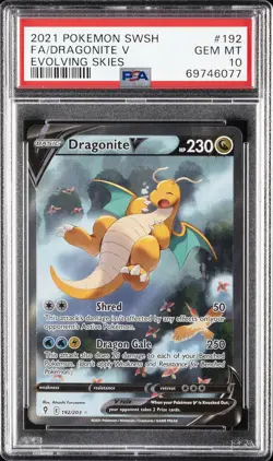 2021 POKEMON SWORD & SHIELD EVOLVING SKIES #192 FULL ART/DRAGONITE V PSA 10 - Image 1