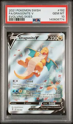 2021 POKEMON SWORD & SHIELD EVOLVING SKIES #192 FULL ART/DRAGONITE V PSA 10 - Image 1