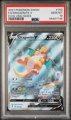 2021 POKEMON SWORD & SHIELD EVOLVING SKIES #192 FULL ART/DRAGONITE V PSA 10 - Image 1