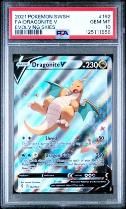 2021 POKEMON SWORD & SHIELD EVOLVING SKIES #192 FULL ART/DRAGONITE V PSA 10 - Image 1