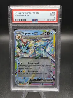 2025 POKEMON PRE EN-PRISMATIC EVOLUTIONS #023 VAPOREON EX PSA 9 - Image 1