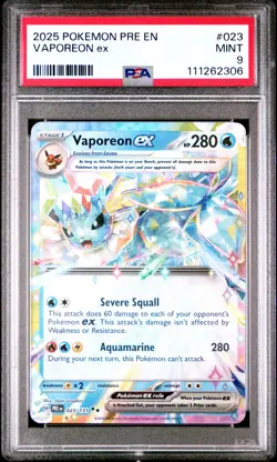 2025 POKEMON PRE EN-PRISMATIC EVOLUTIONS #023 VAPOREON EX PSA 9 - Image 1