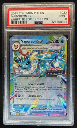 2025 Pokemon SV Prismatic Evolutions PRE EN Vaporeon ex Promos #023/131 PSA 9 - Image 1