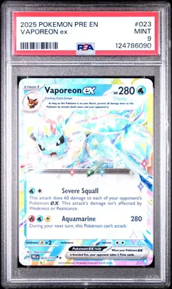 2025 POKEMON PRE EN-PRISMATIC EVOLUTIONS #023 VAPOREON EX PSA 9 - Image 1