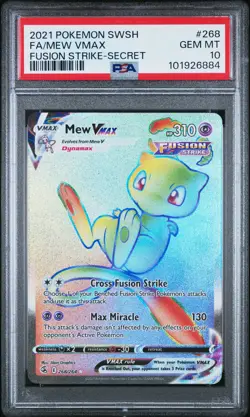 2021 POKEMON SWORD & SHIELD FUSION STRIKE SECRET #268 FULL ART/MEW VMAX PSA 10 - Image 1
