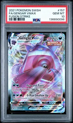 Pokemon 2021 Sword and Shield Fusion Strike Gengar VMAX Full Art #157 PSA 10 - Image 1