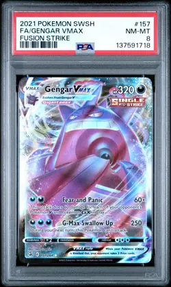 2021 POKEMON SWORD & SHIELD FUSION STRIKE #157 FULL ART/GENGAR VMAX PSA 8 - Image 1