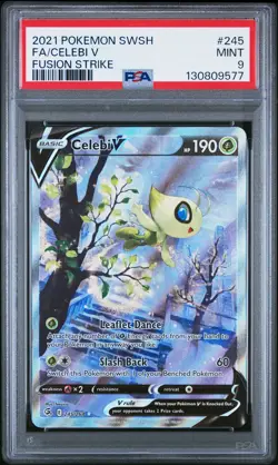 2021 POKEMON SWORD & SHIELD FUSION STRIKE #245 FULL ART/CELEBI V PSA 9 - Image 1