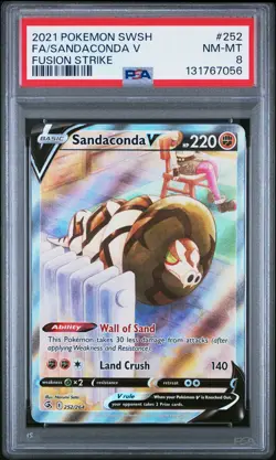 2021 POKEMON SWORD & SHIELD FUSION STRIKE #252 FULL ART/SANDACONDA V PSA 8 - Image 1