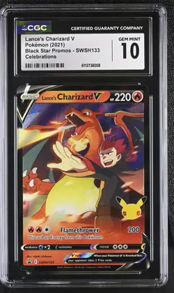 CGC 10 Lance’s Charizard V SWSH133 Black Star Promo Celebrations Pokemon - Image 1