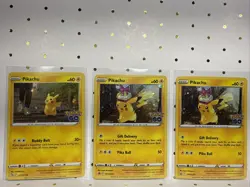 Pikachu Pokemon GO Cosmic Holo Lot Buddy Bolt SWSH234 Gift Delivery Promo Cards - Image 1