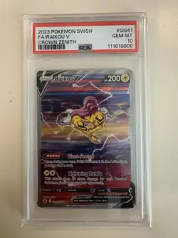 💎 PSA 10 GEM MINT 💎 RAIKOU V SWORD & SHIELD CROWN ZENITH #GG41 FULL ART CARD - Image 1