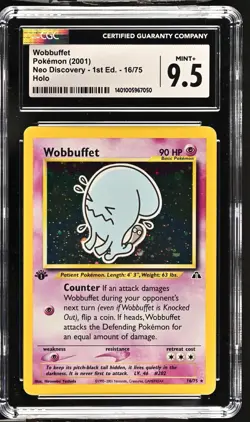 CGC 9.5 MINT Wobbuffet Neo Discovery 1st Edition 16/75 Holo Pokemon Card - Image 1