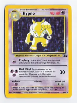 Hypno 8/62 Unlimited Holo Foil Rare Fossil Pokemon Card LP - Image 1