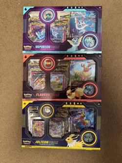 Pokemon Eeveelution Vmax Premium Collection Vaporeon Flareon Jolteon Set of 3 - Image 1