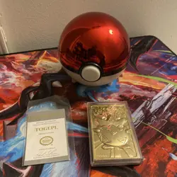 Vintage 23k Gold Plated Togepi Pokemon Card Promo Burger King 1999 w/COA & Ball - Image 5