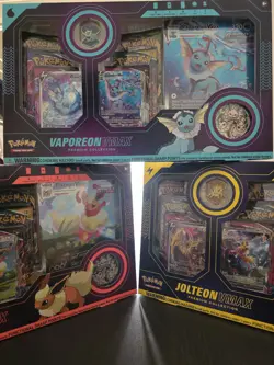 🔥Pokemon Eeveelution Vmax Premium Collection Vaporeon Flareon Jolteon Set Rare - Image 1