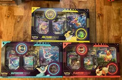 Pokemon Eeveelution Vmax Premium Collection Vaporeon Flareon Jolteon Set of 3 - Image 1