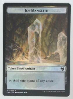 MTG Bling - Foil Double-sided Token - Icy Manalith Elf Warrior - Kaldheim -H239 - Image 1