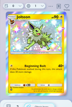 Pokemon TCG POCKET - Jolteon Shiny 1⭐, Wisdom of Sea and Sky, English - Image 3