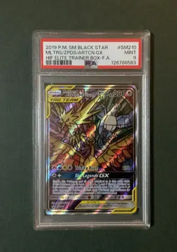 Pokemon Moltres Zapdos Articuno GX Hidden Fates Black Star Promo SM210 PSA 9 - Image 1