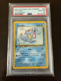 2000 POKEMON NEO GENESIS 1ST ED #80 TOTODILE PSA 10 - Image 1