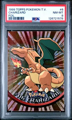 1999 Topps Pokemon TV #6 Charizard Foil PSA 8! NM-MT - Image 1