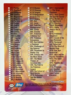 Pokemon Topps Series 2 Checklist TV Animation Edition Blue logo Non-Holo NM - Image 2