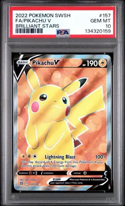 2022 Pokemon Brilliant Stars Pikachu V #157 Full Art SWSH PSA 10 Gem Mint - Image 1