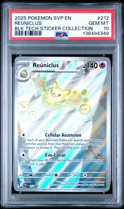 3 (LOT) Sequentially #’ed 2025 Pokemon Reuniclus #212 Promo Tech Sticker PSA 10 - Image 2