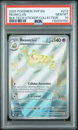 3 (LOT) Sequentially #’ed 2025 Pokemon Reuniclus #212 Promo Tech Sticker PSA 10 - Image 4