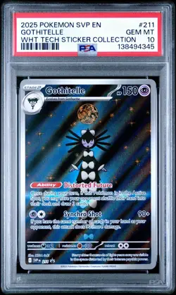 2025 Pokemon Gothitelle #211 Tech Sticker Promo White Flare PSA 10 Gem Mint - Image 1