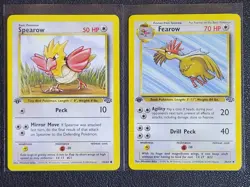 Pokemon TCG Spearow #62 Fearow #36 Jungle Set 1st Edition Colorless NM - Image 1