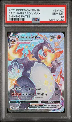 2021 Pokemon Sword & Shield SWSH FA Charizard Vmax Shining Fates #SV107 PSA 10 - Image 1