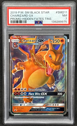 2019 Pokemon - Hidden Fates - Charizard GX - Black Star Promo - SM211 - PSA 7 - Image 1