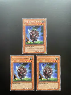 Yugioh Mad Sword Beast PSV-091 Rare 1st Edition Damaged X3 - Image 1