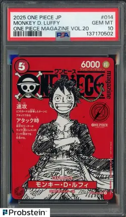 Monkey D Luffy One Piece Mag Vol. 20 Promo #ST21-014 Japan PSA 10 GEM MT - Image 1