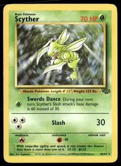 Scyther (26) Rare Unlimited Jungle 26/64 NM Pokemon TCG - Image 1
