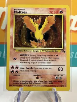 Moltres #12 Holo Rare Pokemon TCG Fossil 1999 HP Heavily Played - Image 3