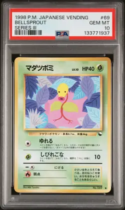 1998 POKEMON JPN VENDING SER III #69 BELLSPROUT PSA 10 - Image 1