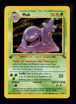 SPANISH 1st Edition Muk 13/62 Fossil 2000 Holo Rare WOTC Pokemon Card TCG - Image 1