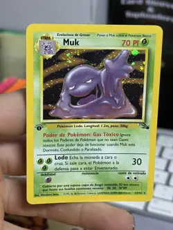 SPANISH 1st Edition Muk 13/62 Fossil 2000 Holo Rare WOTC Pokemon Card TCG - Image 3