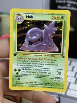 SPANISH 1st Edition Muk 13/62 Fossil 2000 Holo Rare WOTC Pokemon Card TCG - Image 4